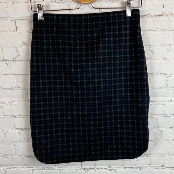 MAX STUDIO blue gray knit stretch unlined check classic pencil straight skirt XS - Picture 4 of 7